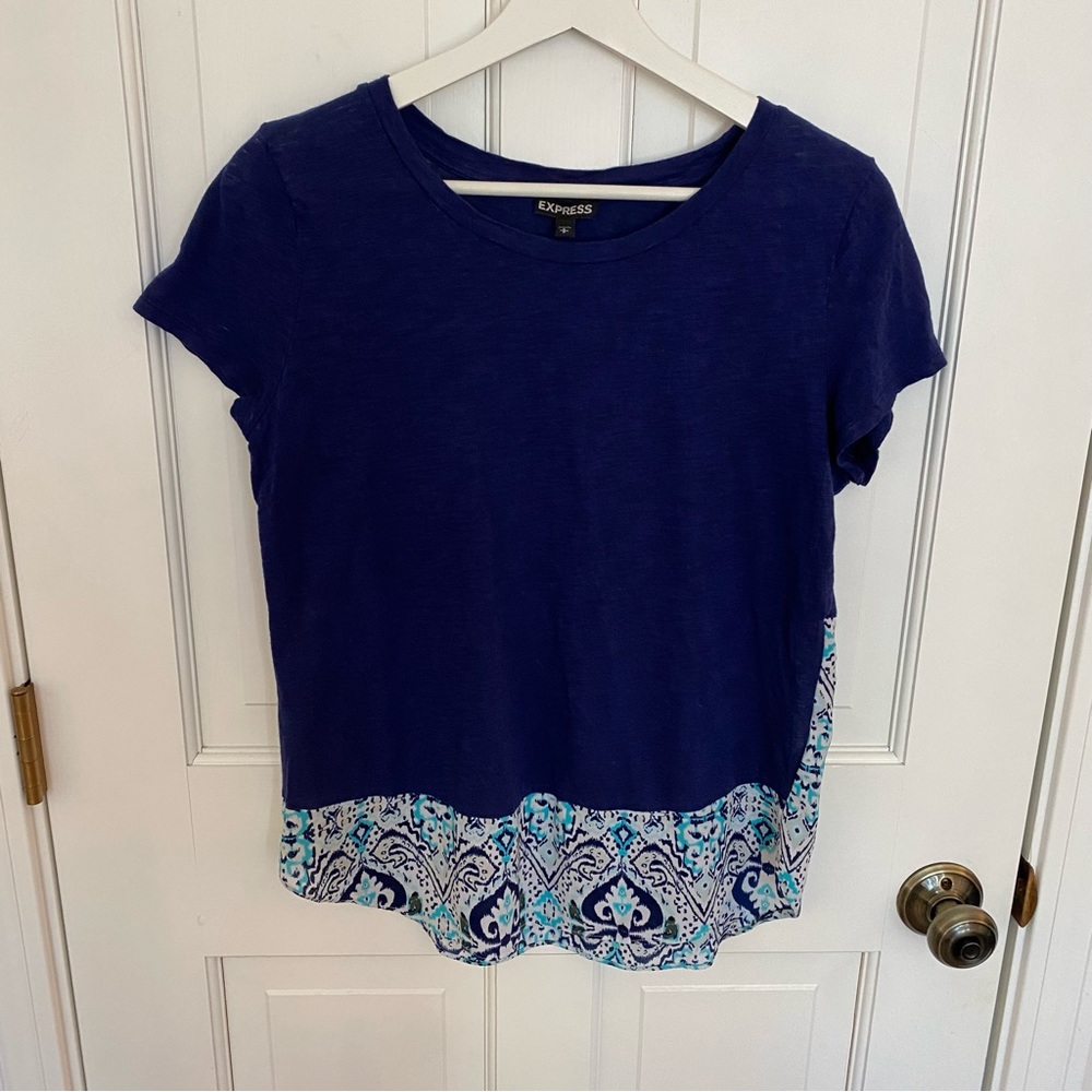 Express Navy Color Block Tee - Picture 5 of 5
